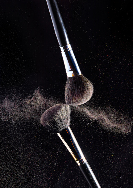 Makeup brushes with eye shadow - Photo, Image