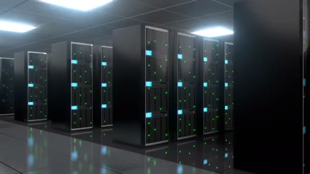 3D 4K серверная - центр обработки данных - концепция хранения / хостинга
. - Кадры, видео