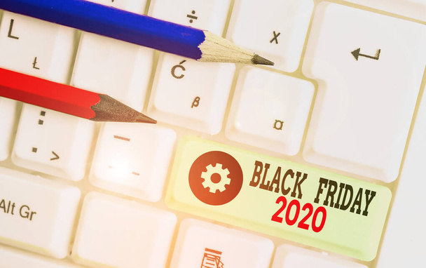 Handwriting text Black Friday 2020. Concept meaning day following Thanksgiving Discounts Shopping day. - Φωτογραφία, εικόνα