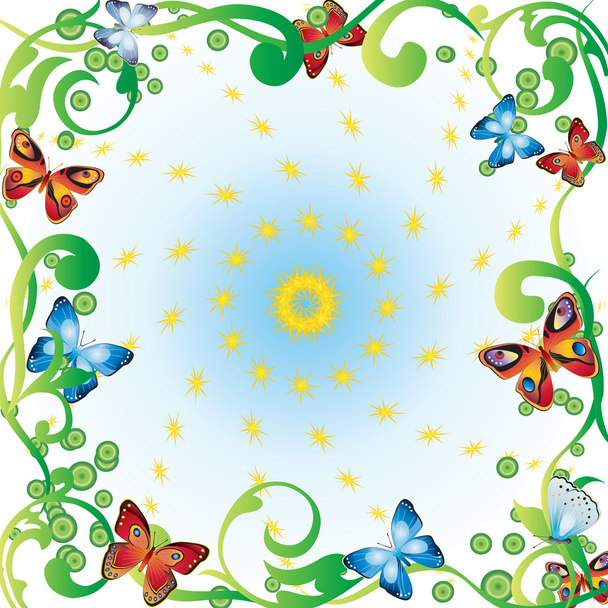 Abstract frame with butterflies. - Vector, afbeelding