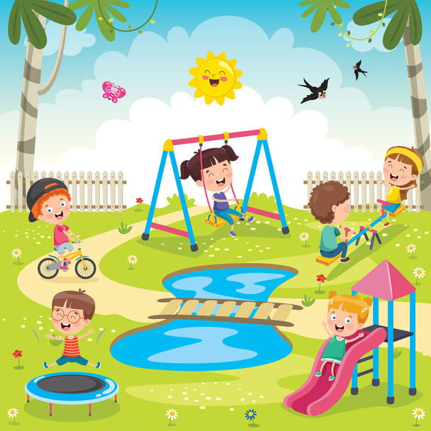 enfants jouant dans le parc - Vecteur, image