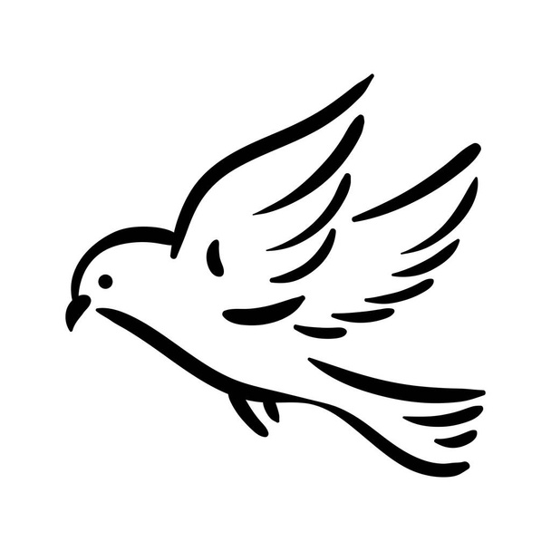 Silueta de línea de pájaro ilustración dibujada a mano para logo
 - Vector, Imagen