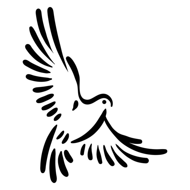 Silhueta de linha de pássaro ilustração desenhada à mão para logotipo
 - Vetor, Imagem