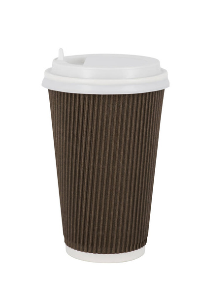 コーヒーカップ分離。白い背景に隔離されたテイクアウトコーヒーカップ - 写真・画像