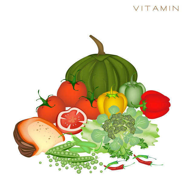zdraví a výživa dávky vitaminu potravin - Vektor, obrázek