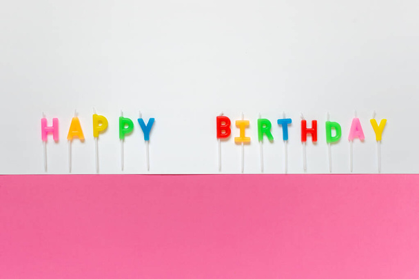 Happy Birthday greeting card with letters candles - Fotó, kép