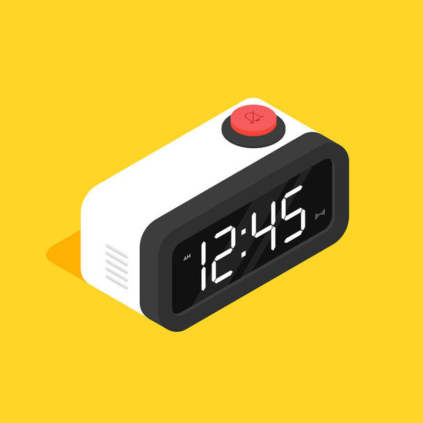 Retro digital alarm clock isometric flat design - Vektor, kép