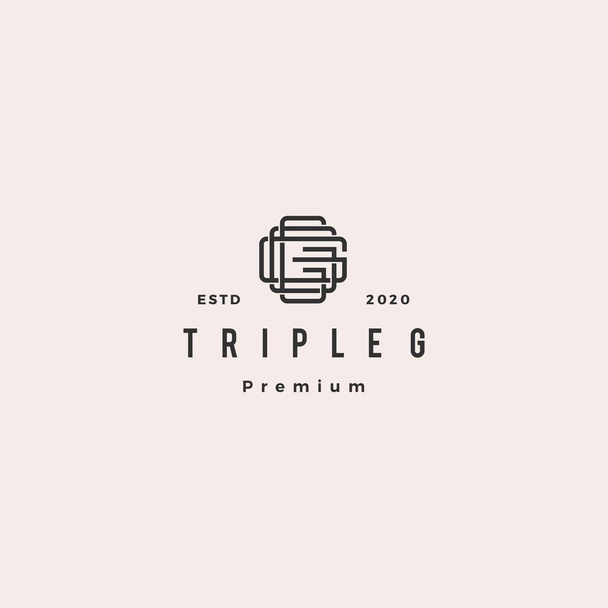 triple g monogram ggg letter hipster retro vintage lettermark logo for branding or t shirt design - ベクター画像