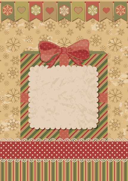Christmas card with gift box - Vector, Image