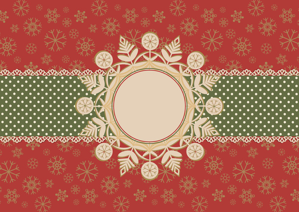 Karácsonyi kártya hópehely kerettel - Vektor, kép