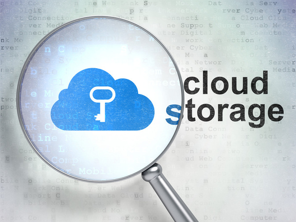 Concetto di cloud computing: cloud con key e cloud storage con o
 - Foto, immagini