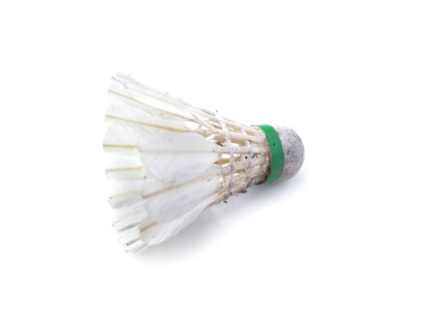 Dirty shuttlecock for badminton isolated on white background - 写真・画像