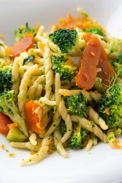 Dish of trofie pasta with broccoli and bottarga, Italian Cuisine - Photo, Image