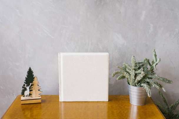 Leather photobook white with Christmas - Foto, Imagen