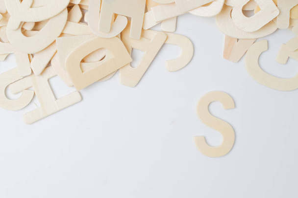 ABC english wood letters on white - Photo, Image