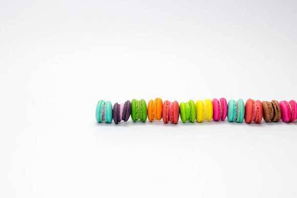 Colorful Macaroons On White Background - Fotoğraf, Görsel