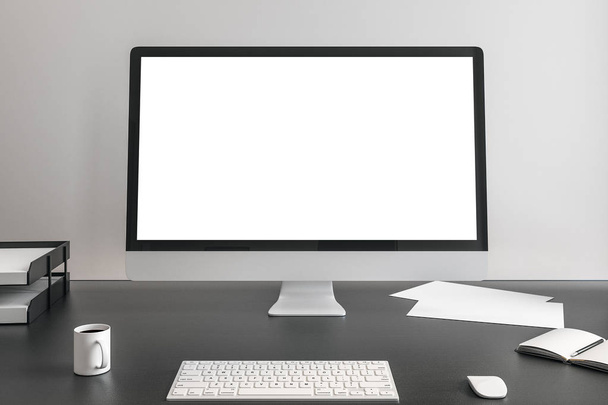Blank white screen of computer monitor - Fotó, kép