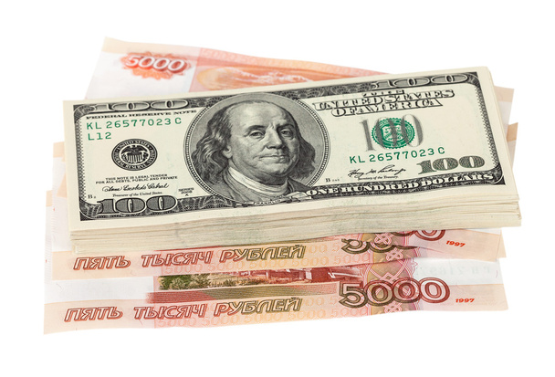 Verem a dollár számlák felett rubel háttér megállapításáról - Fotó, kép