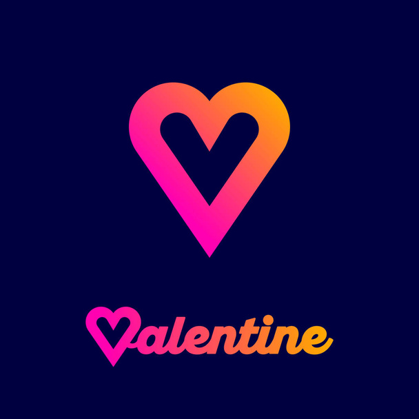 V monogram into heart. Heart logo. Letter V monogram, like heart. Original symbol on dark  background. Valentine's day. - Vecteur, image