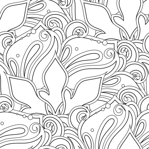 Monochrome Seamless Pattern with Mandala Motifs - Vektör, Görsel