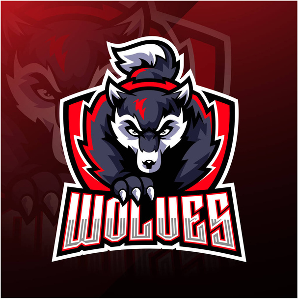 Lobo esport mascota logo design - Vector, imagen