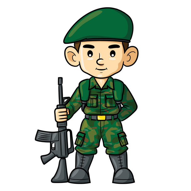 Illustration cartoon of cute soldier. - Vector, Image