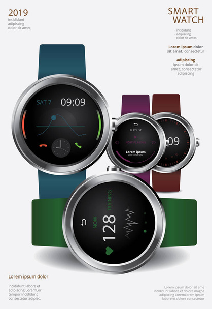 Smart Watch Plakáttervezés Template Vector Illusztráció - Vektor, kép