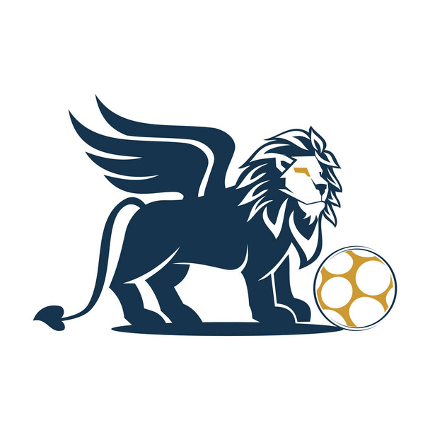 Löwenflügel Fußball Logo Design Symbol Illustration isoliert - Vektor, Bild