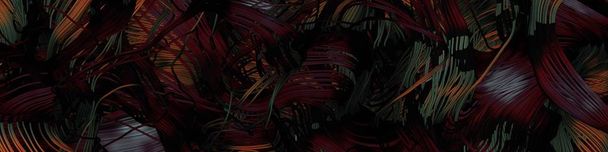αφηρημένη τέχνη πολύχρωμες γραμμές τυχαία διανομή Υπολογιστική Generative Art σε μαύρο φόντο   - Φωτογραφία, εικόνα