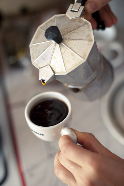 italienische Kaffeezubereitung - Foto, Bild