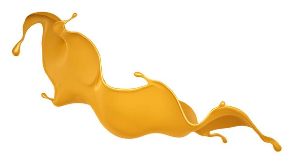 Splash of caramel on a white background isolated. 3d illustration, 3d rendering. - Фото, изображение