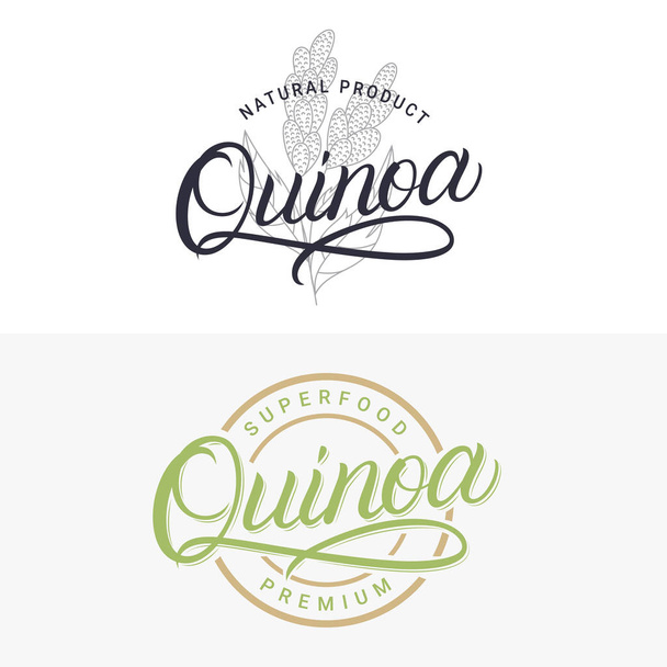 Quinoa kézzel írott felirat logó - Vektor, kép