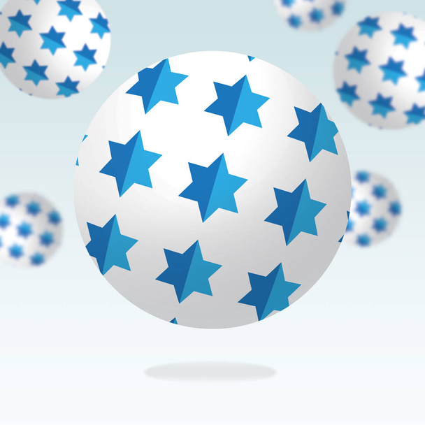 3D Balls with Star of David. Jewish symbol Blue and White Background - Photo, Image