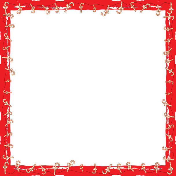 Christmas Grunge Red Candy Frame - Vektör, Görsel