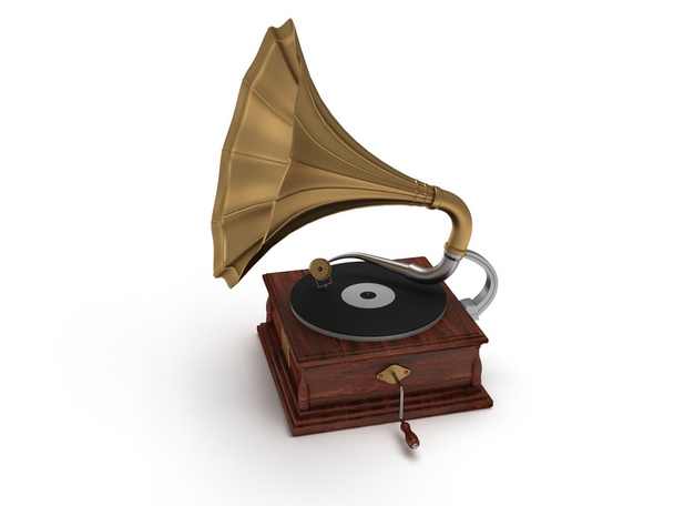 3d old vintage gramophone isolated on white - Fotografie, Obrázek