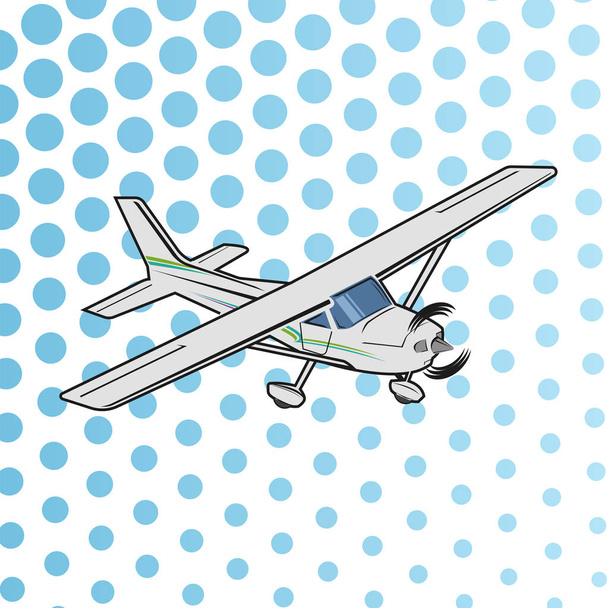 Small plane vector illustration. Single engine propelled aircraft. Pop art cartoon style - Vektor, kép