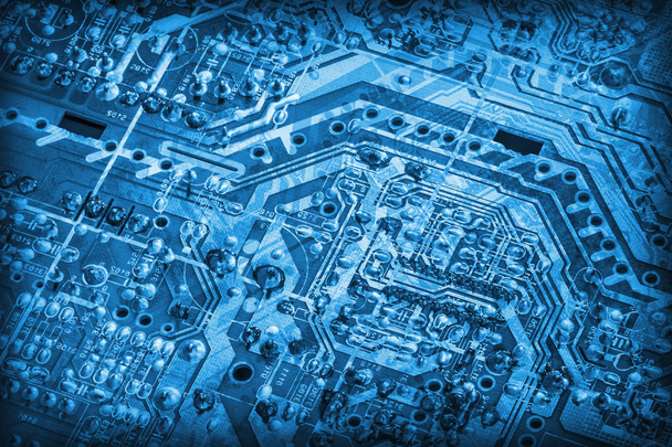 Mikroáramköri lap Részlet Monokróm sötét tengeri kék matrica háttér - Fotó, kép