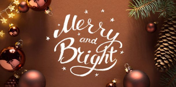 Рождественские елки украшения плоский лежал; Рождественская открытка backgr
 - Фото, изображение