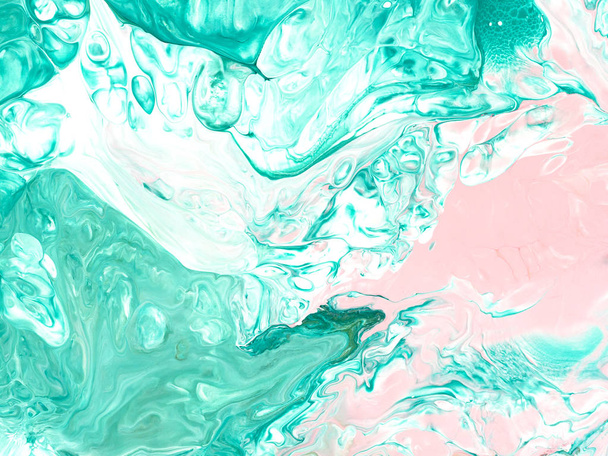 Zöld menta és rózsaszín kézzel festett háttér - Fotó, kép