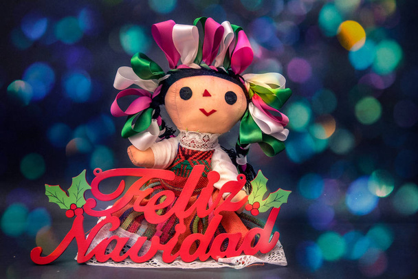 fundo com decorações de Natal, em cores com tema mexicano - Foto, Imagem
