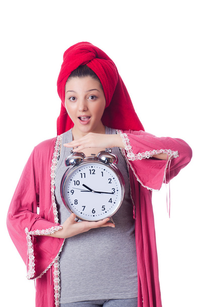 Housewife with clock - Foto, imagen