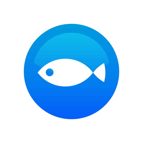 Fisch-Symbol - Vektor-rundes Emblem für Fischgeschäft oder Fischcafé. einzelne einfache Logotyp o-Taste Illustration für Restaurant oder Markt. - Vektor, Bild