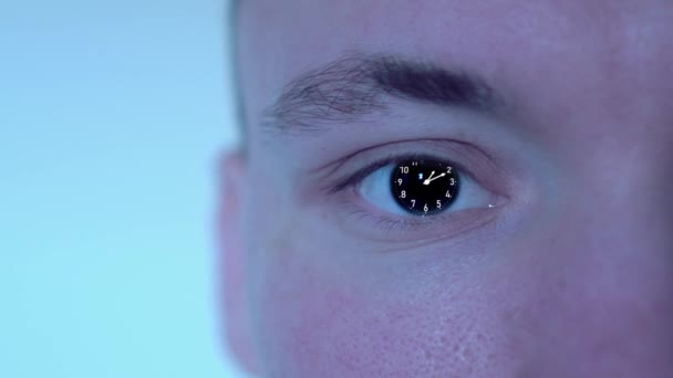 Clock in the eye of the person - Footage, Video