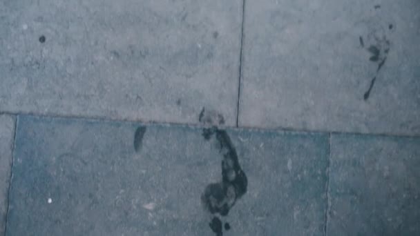wet footprints in the hotel bathroom - Felvétel, videó