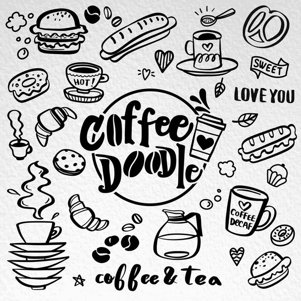 icônes mignon café doodle. contour vectoriel café et thé dra
 - Vecteur, image