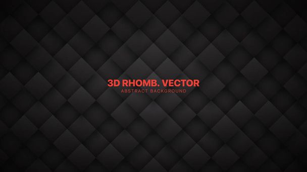 3D Vector Rhombus Blocks Grid Technological Cinza escuro abstrato fundo
 - Vetor, Imagem
