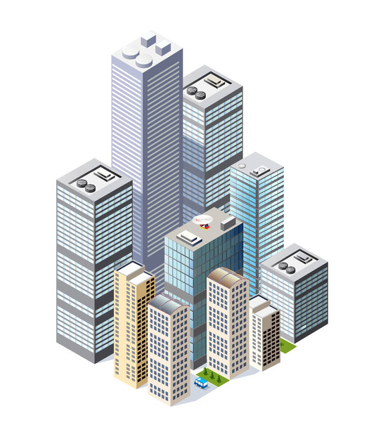 Cityscape designové prvky s izometrickou budovou - Vektor, obrázek
