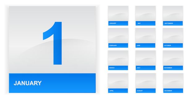 Month Calendar Icons Set - Vector, Image