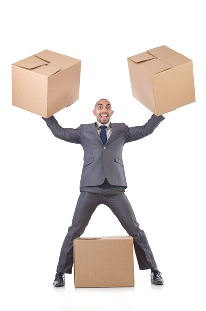 Businessman with boxes - Photo, Image