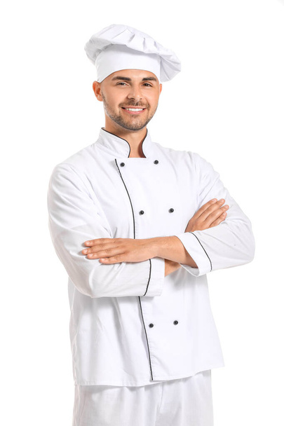 Portrait of male confectioner on white background - Valokuva, kuva